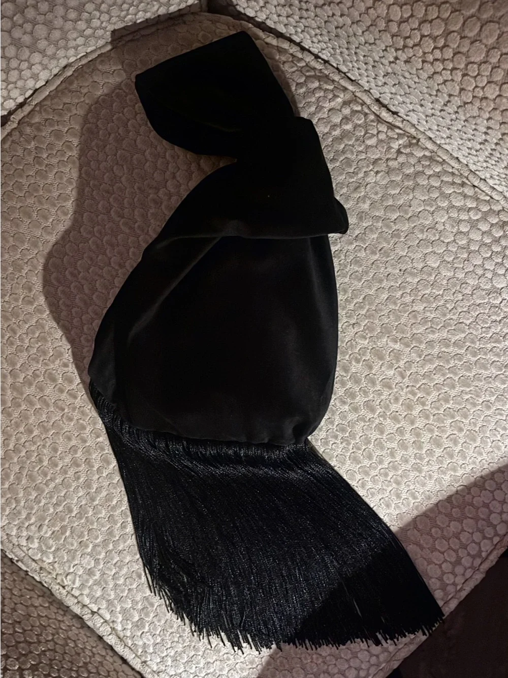 Velvet Wristlet Knot Black Mini fringe Bag clutch